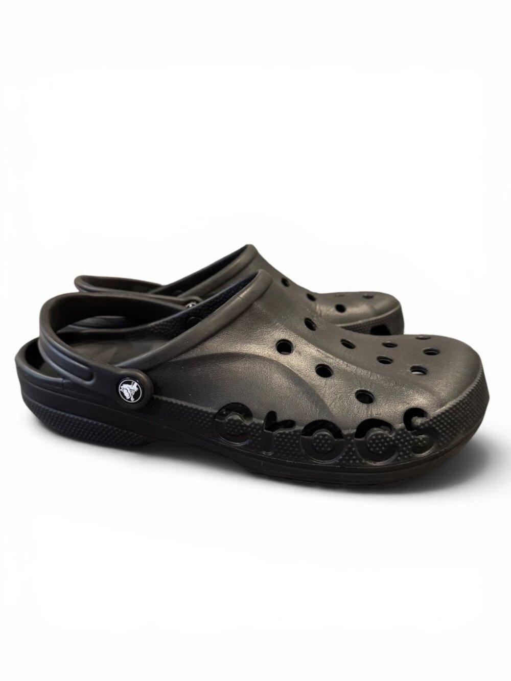 Crocs Black Clogs Men’s Size 12 – Fun Cutout Design – Excellent Condition